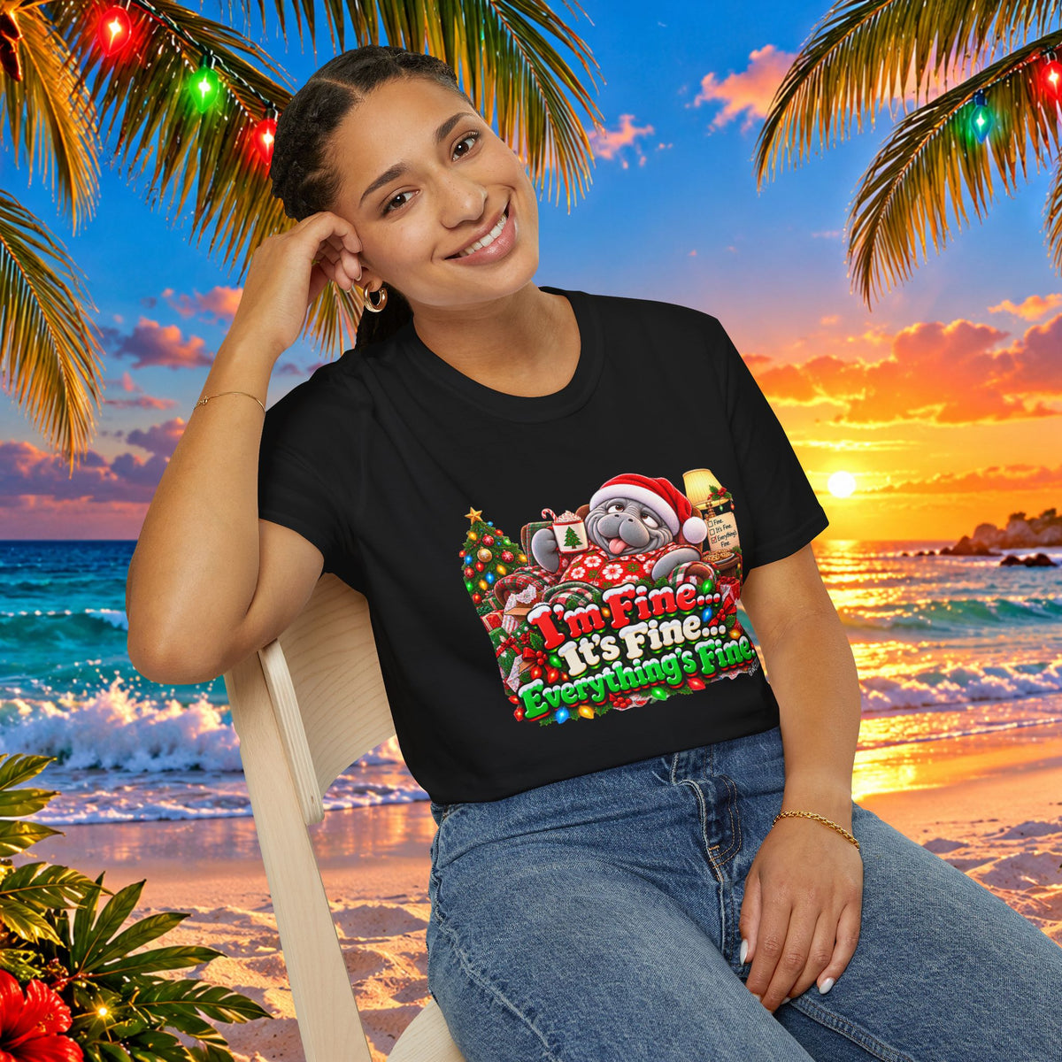 I’m Fine It’s Fine Everything’s Fine Christmas T-Shirt