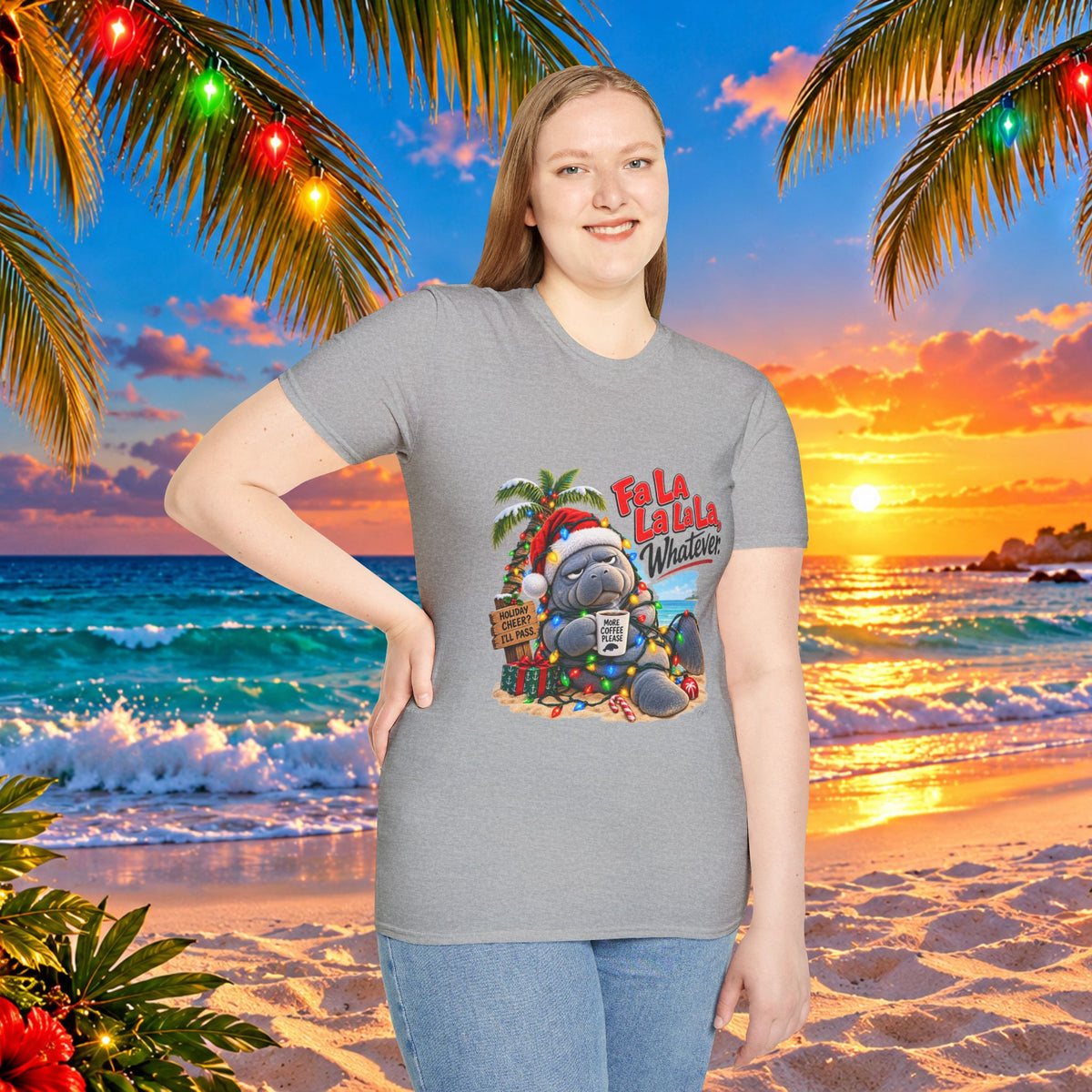 Fa La La La La Tropical Christmas Manatee T-Shirt