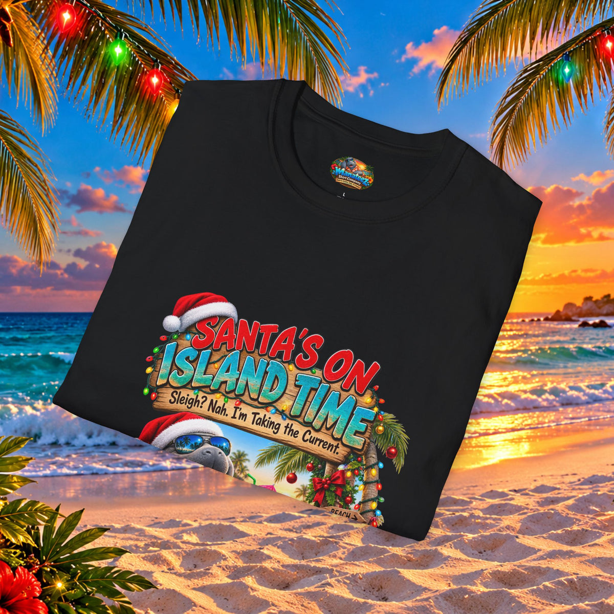Santa’s on Island Time Christmas Beach T-Shirt