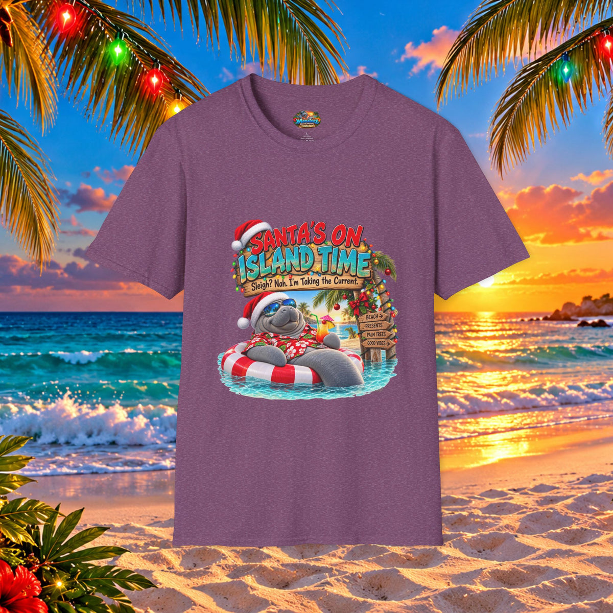 Santa’s on Island Time Christmas Beach T-Shirt