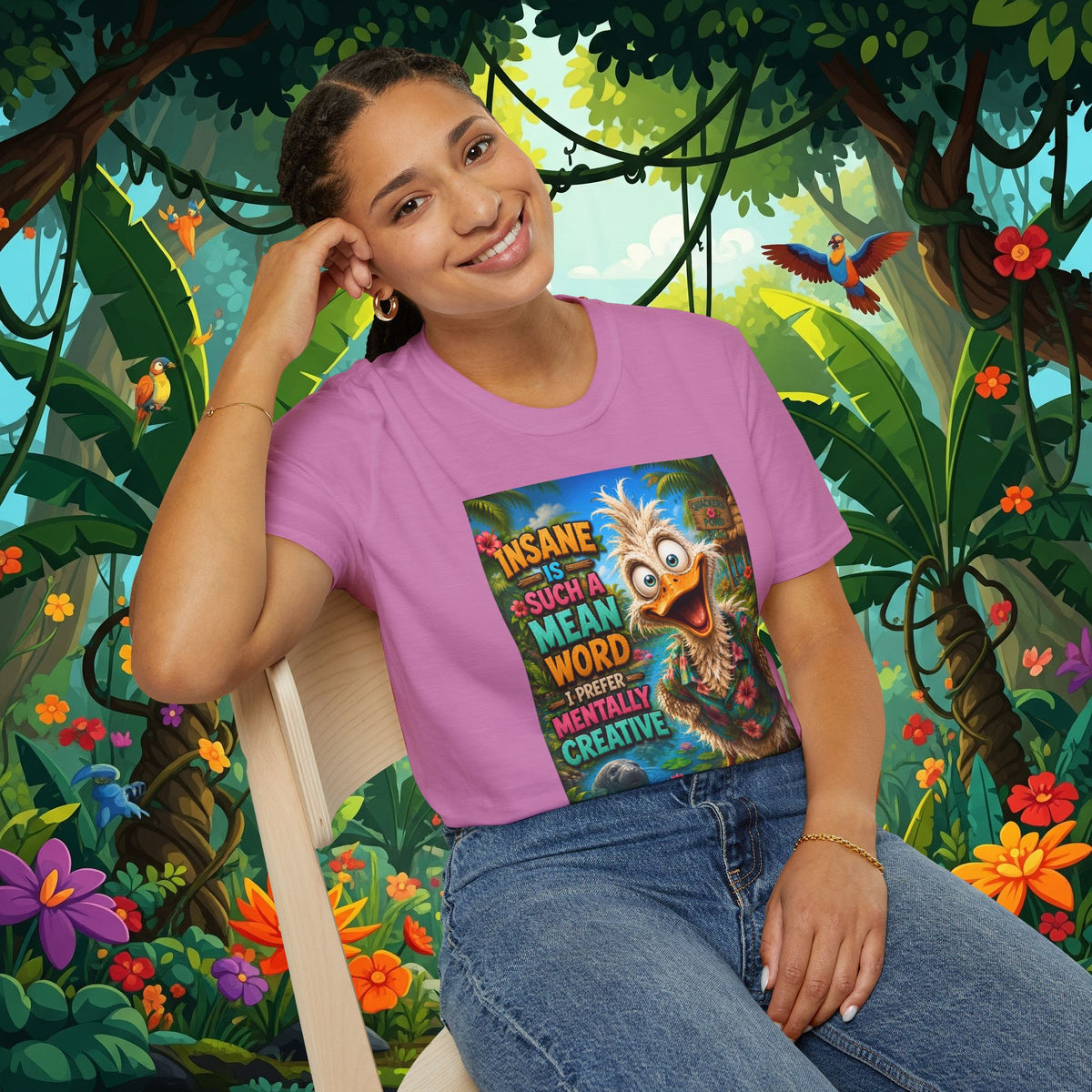 Insane Is Such a Mean Word I Prefer Mentally Creative Funny Duck Shirt | Crazy Ostrich Hawaiian Tee   Background