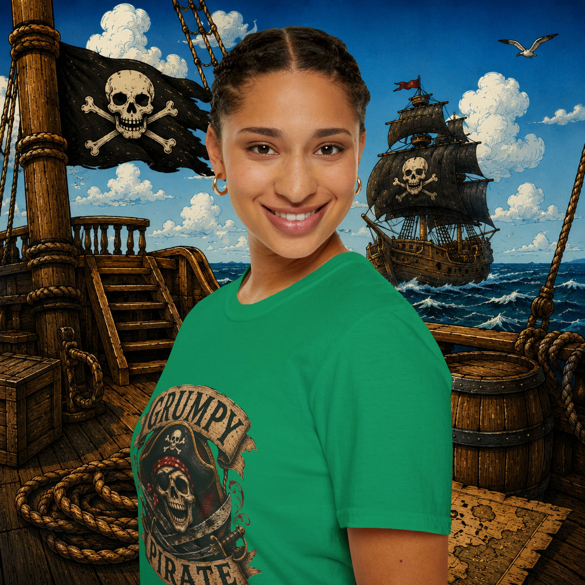Grumpy Pirate Skull T-Shirt