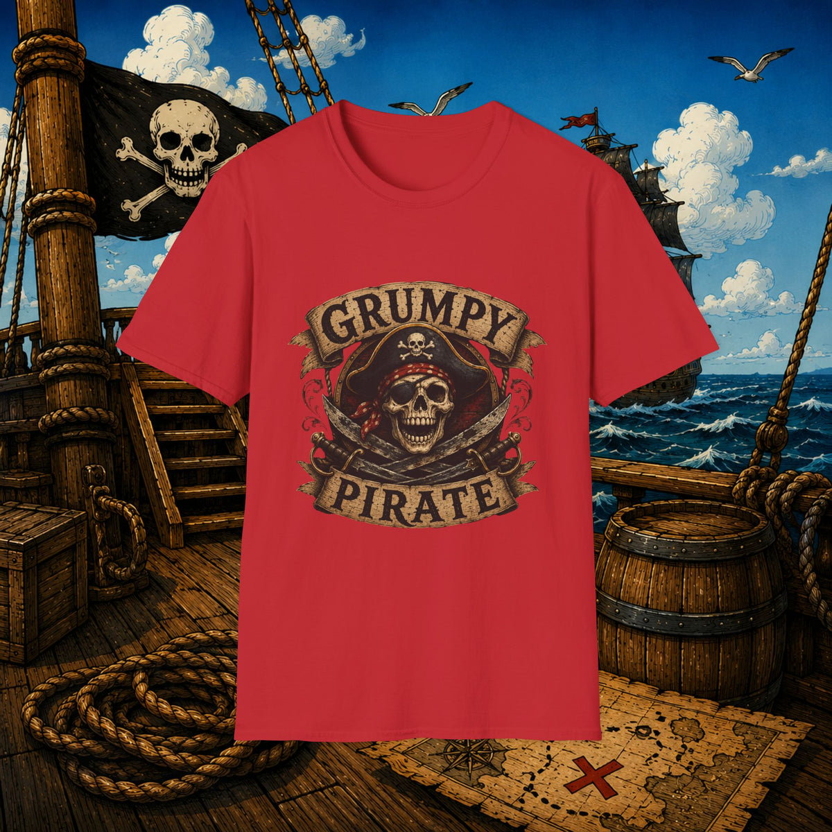 Grumpy Pirate Skull T-Shirt