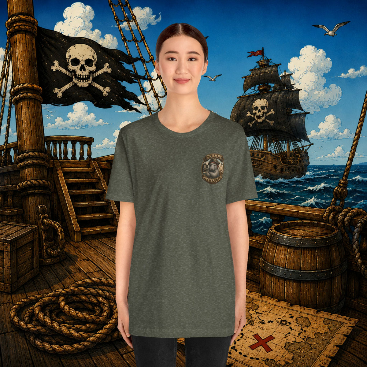Grumpier Than a Manatee Without Snacks | Funny Pirate Manatee T-Shirt