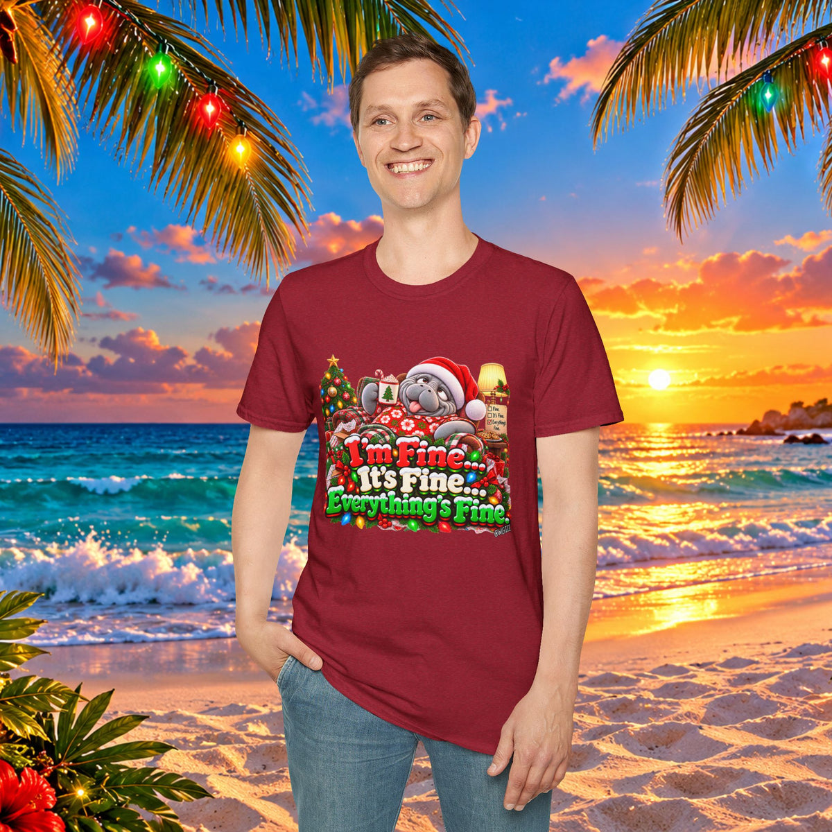 I’m Fine It’s Fine Everything’s Fine Christmas T-Shirt