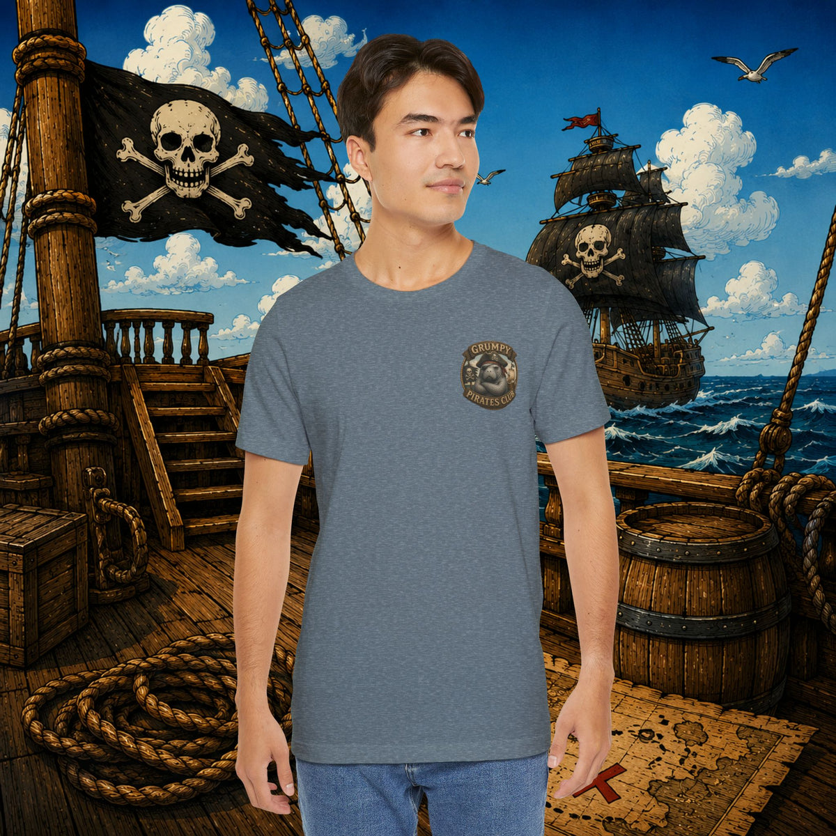 Beware of Old Pirates With Nothing Left to Prove | Grumpy Pirate Club Manatee T-Shirt