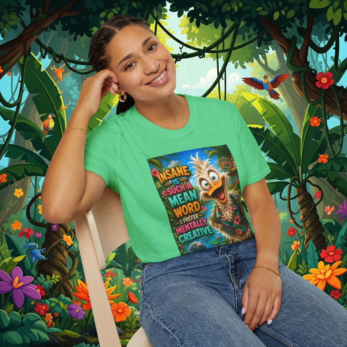 Insane Is Such a Mean Word I Prefer Mentally Creative Funny Duck Shirt | Crazy Ostrich Hawaiian Tee   Background
