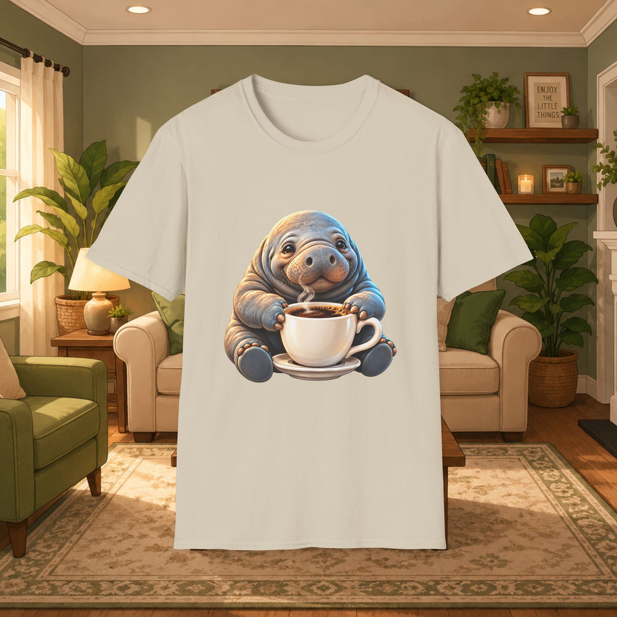 Manatee Drinking Coffee T-Shirt