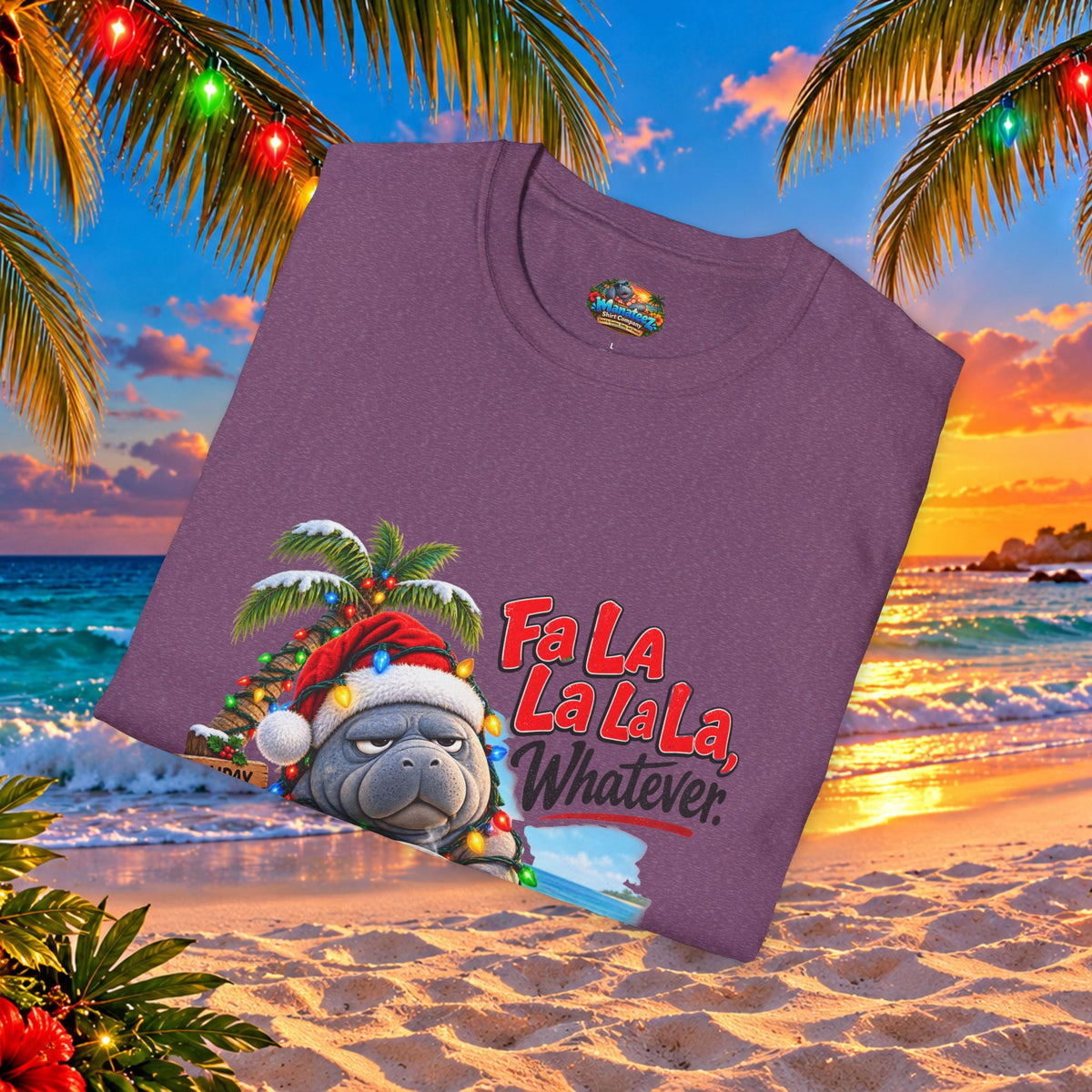 Fa La La La La Tropical Christmas Manatee T-Shirt
