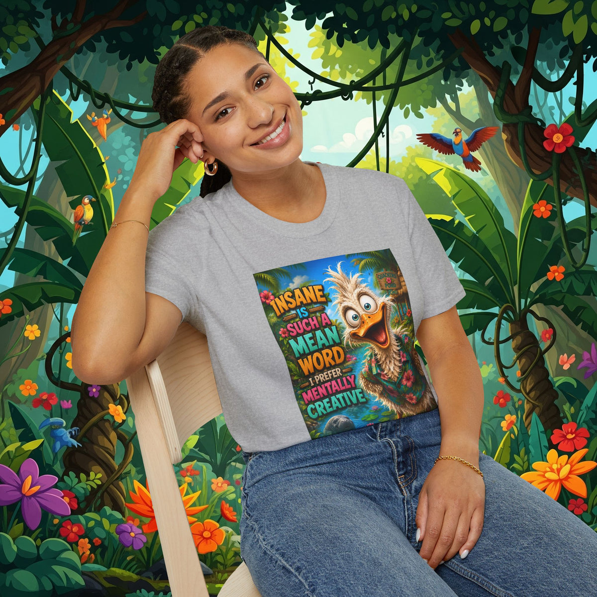 Insane Is Such a Mean Word I Prefer Mentally Creative Funny Duck Shirt | Crazy Ostrich Hawaiian Tee   Background