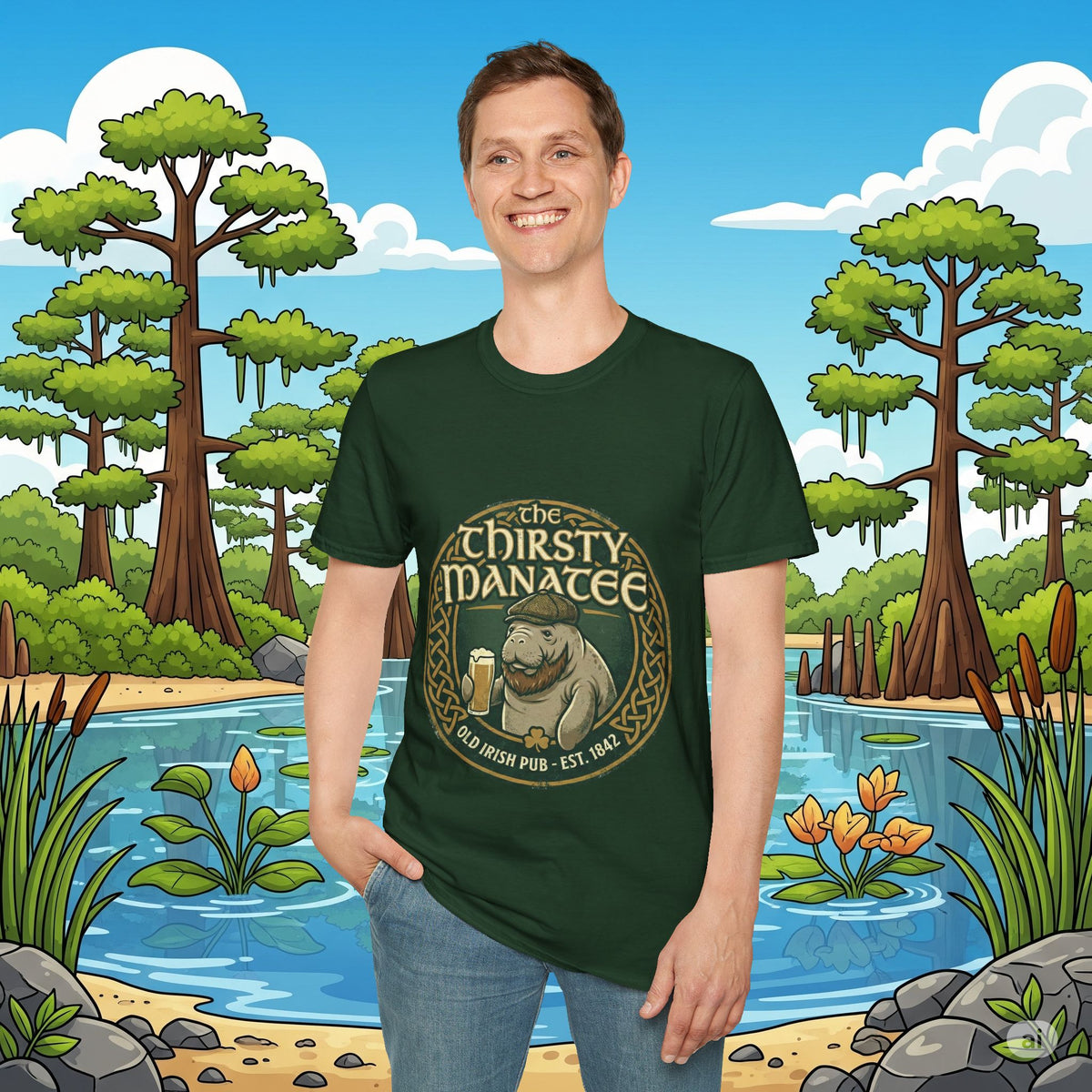 Thirsty Manatee Pub Emblem T-Shirt