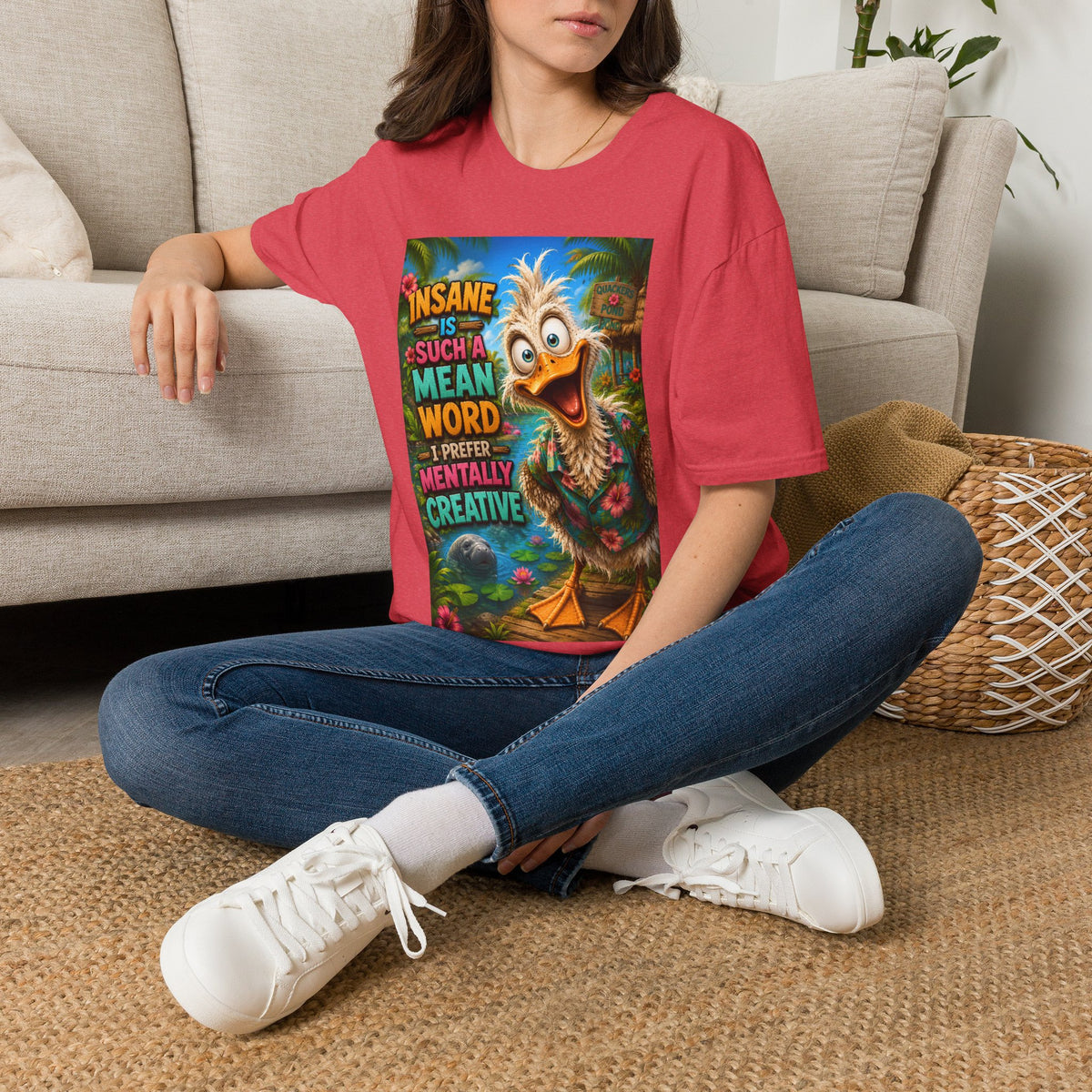 Insane Is Such a Mean Word I Prefer Mentally Creative Funny Duck Shirt | Crazy Ostrich Hawaiian Tee   Background
