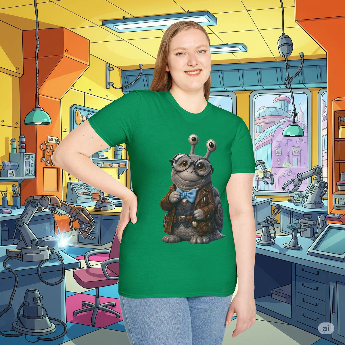 Cute Nerdy Snail Shirt | Steampunk Professor Snail Graphic Tee | Funny Bookworm Animal T-Shirt