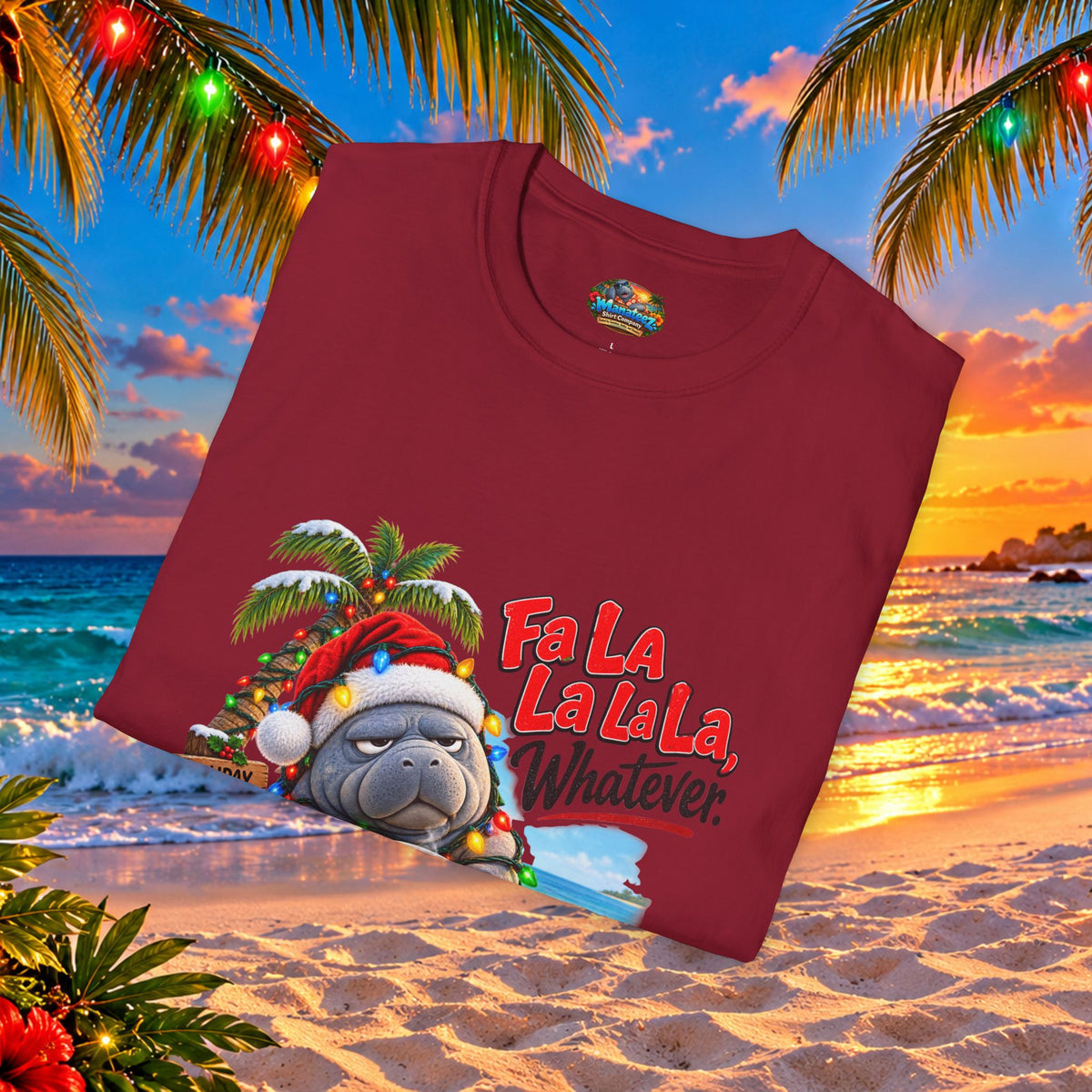 Fa La La La La Tropical Christmas Manatee T-Shirt