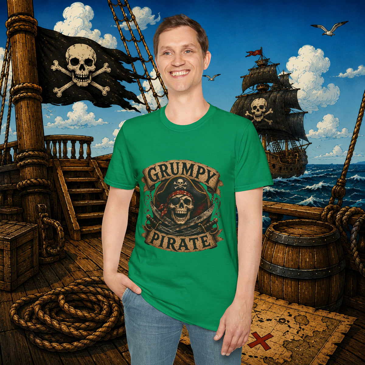 Grumpy Pirate Skull T-Shirt