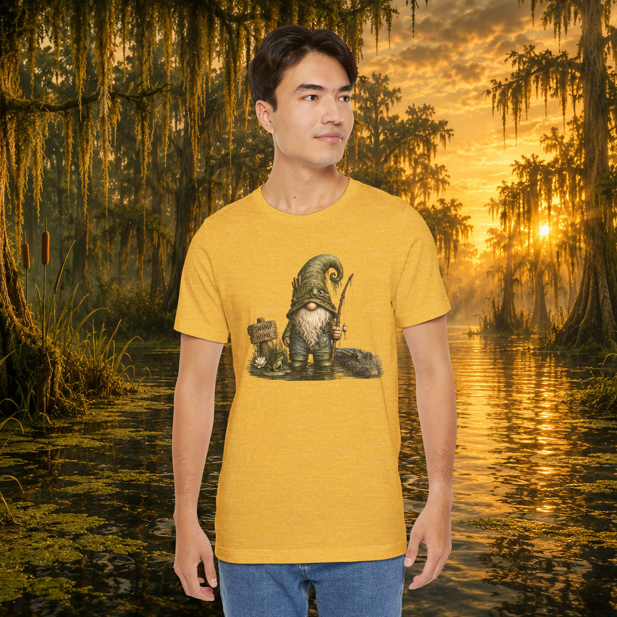 Swamp Gnome Shirt, Southern Swamp Life Tee, Fishing Gnome T-Shirt, Bayou Gnome Shirt, Alligator Gnome, Frog Lover Gift, Country Swamp Shirt