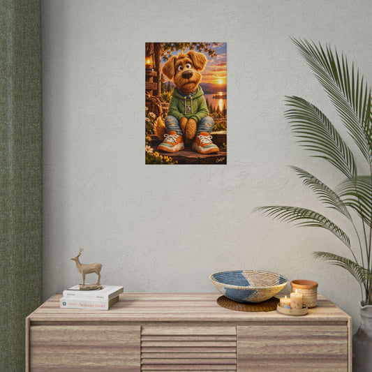 Rolled Poster – Whimsical Adventure Dog Sunset Wall Art