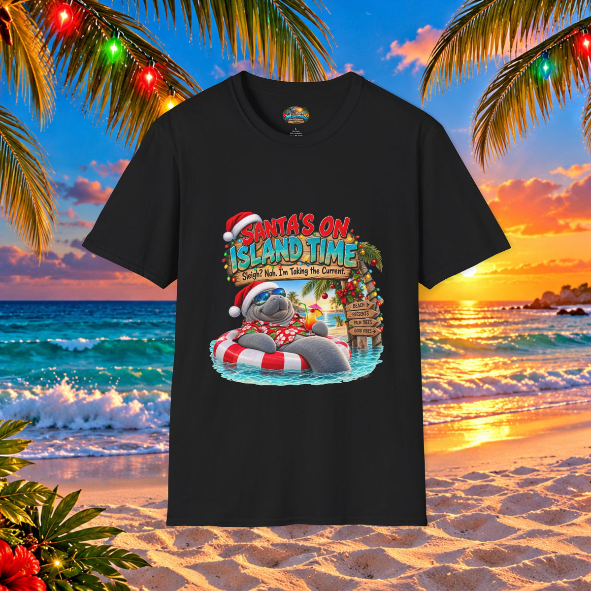 Santa’s on Island Time Christmas Beach T-Shirt