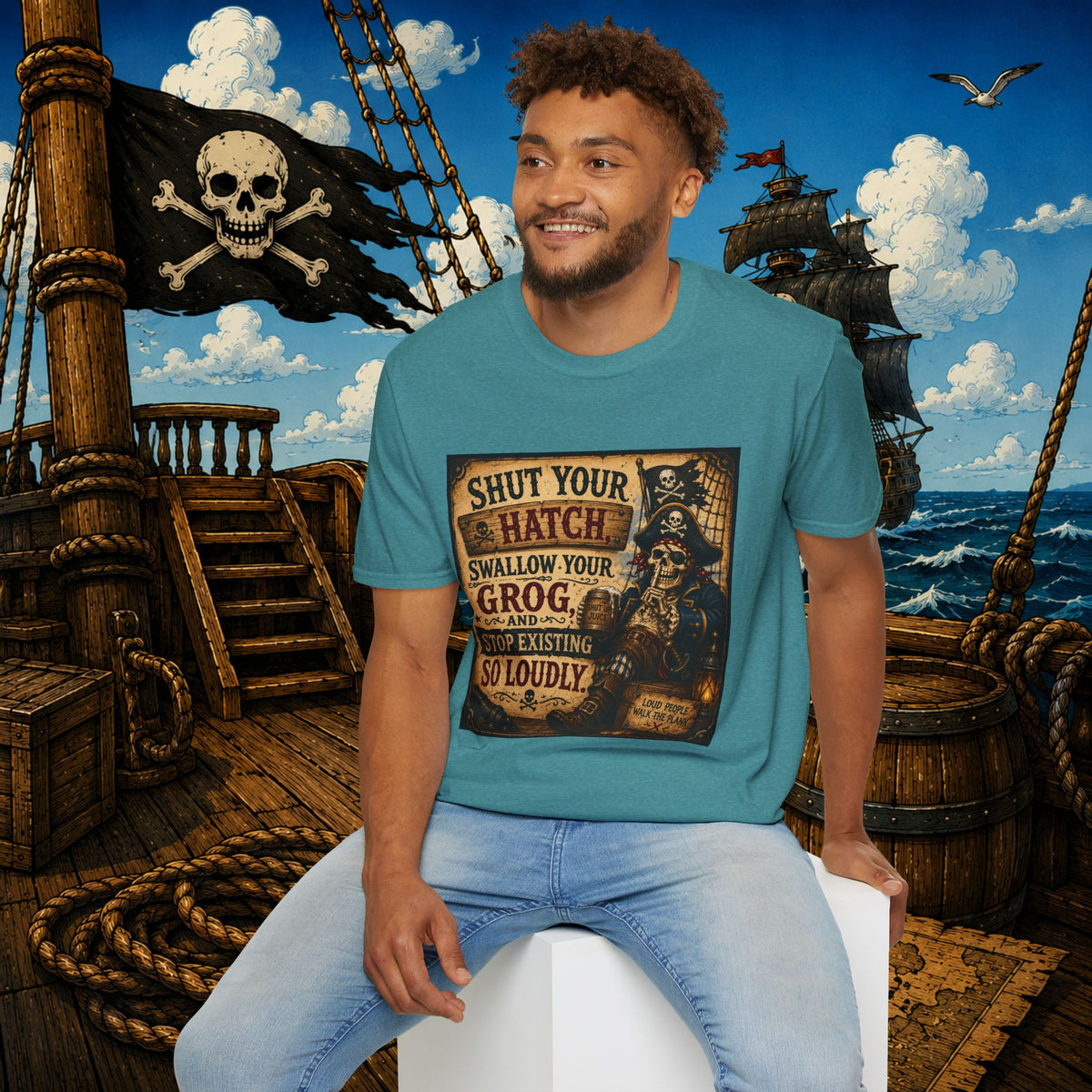 Shut Your Hatch Swallow Your Grog Pirate T-Shirt