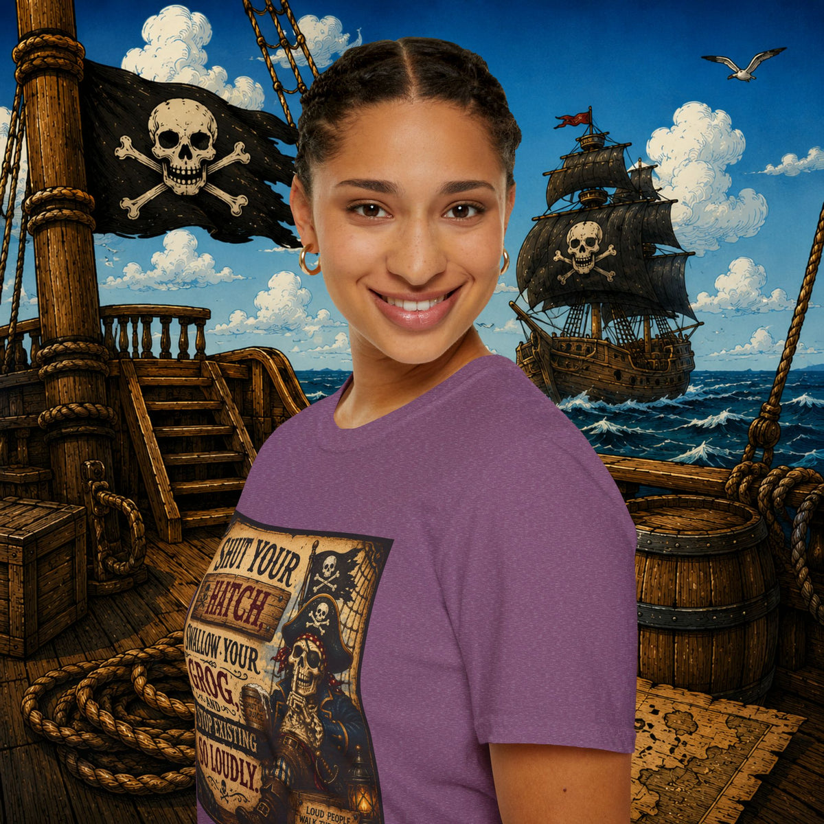 Shut Your Hatch Swallow Your Grog Pirate T-Shirt
