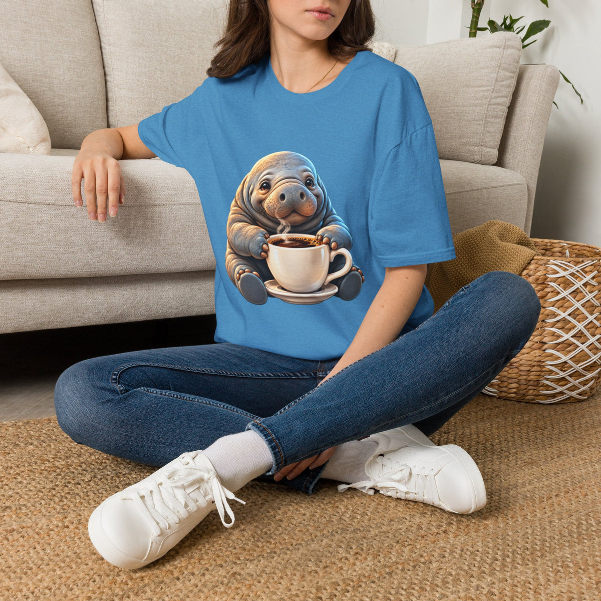 Manatee Drinking Coffee T-Shirt