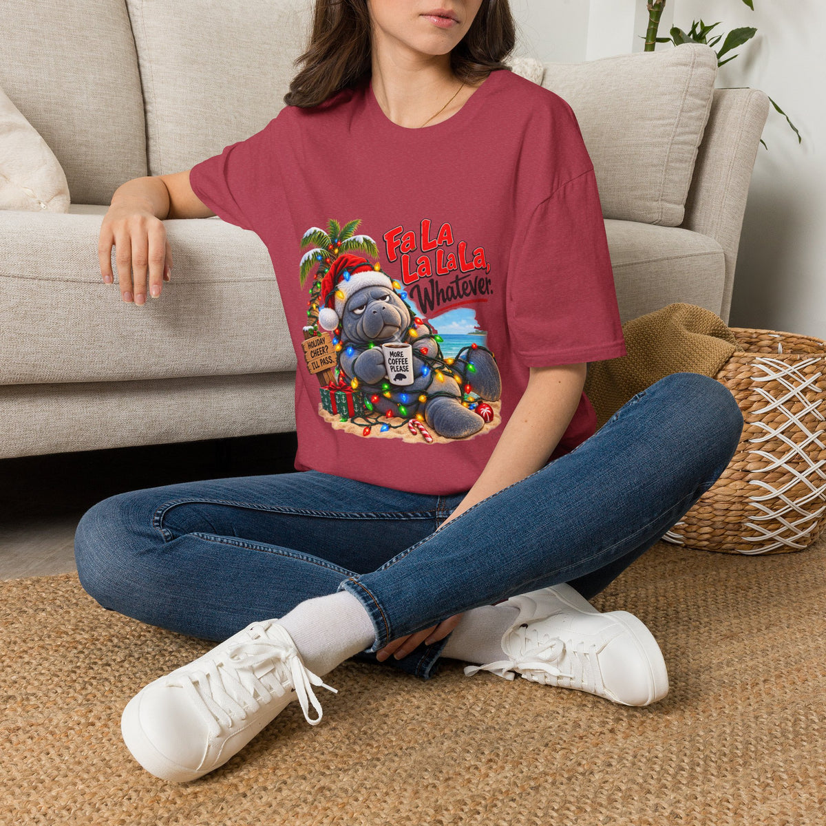Fa La La La La Tropical Christmas Manatee T-Shirt