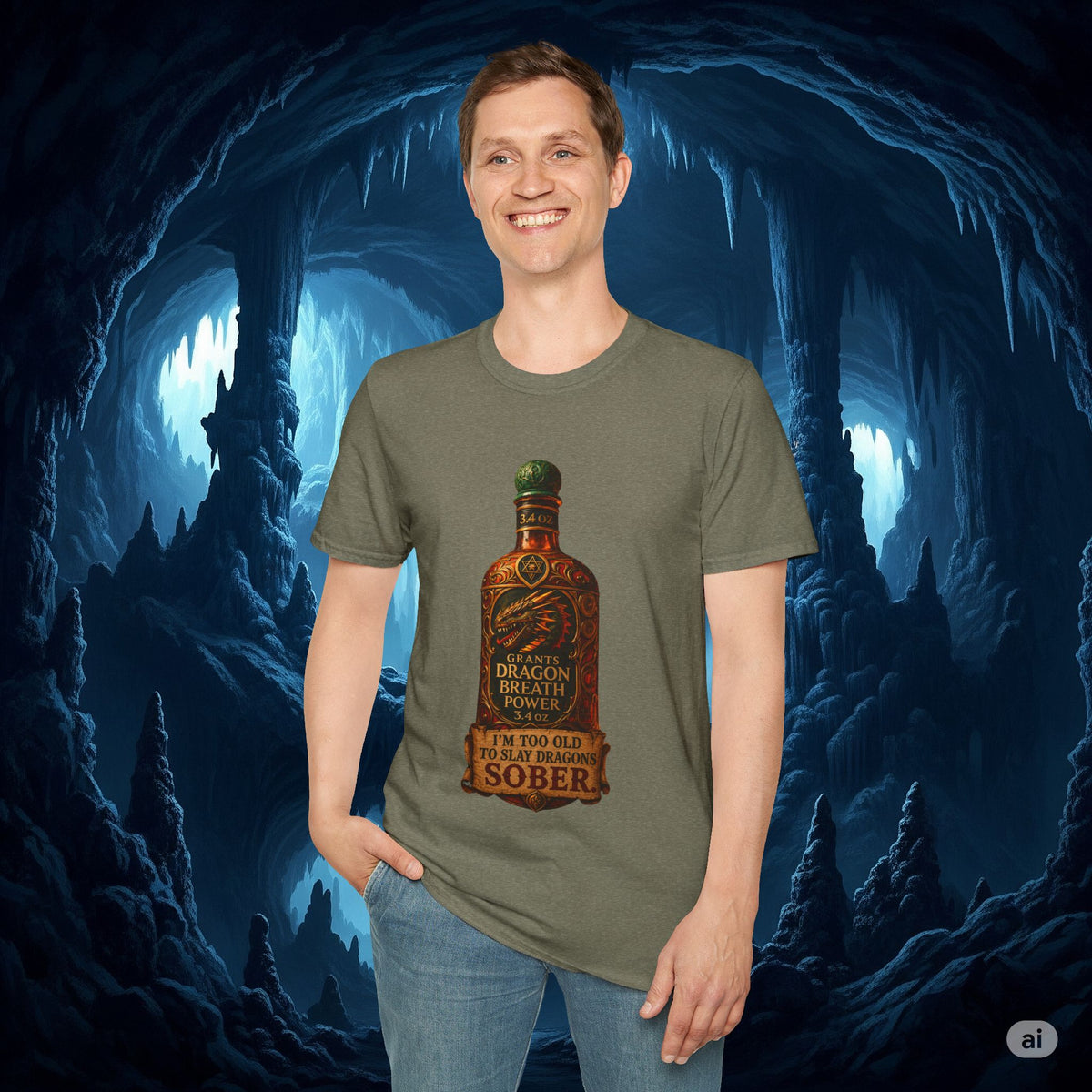 I'm Too Old to Slay Dragons Sober Shirt – Funny Dragon Breath Potion Fantasy T-Shirt