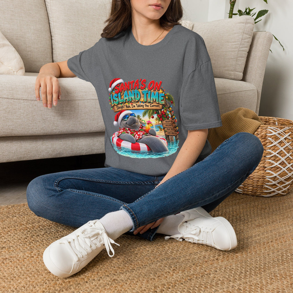 Santa’s on Island Time Christmas Beach T-Shirt