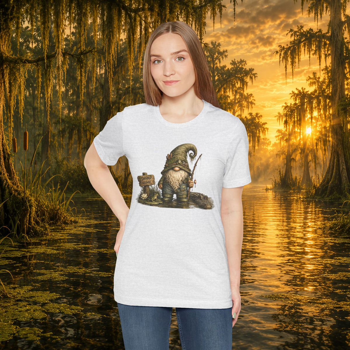 Swamp Gnome Shirt, Southern Swamp Life Tee, Fishing Gnome T-Shirt, Bayou Gnome Shirt, Alligator Gnome, Frog Lover Gift, Country Swamp Shirt