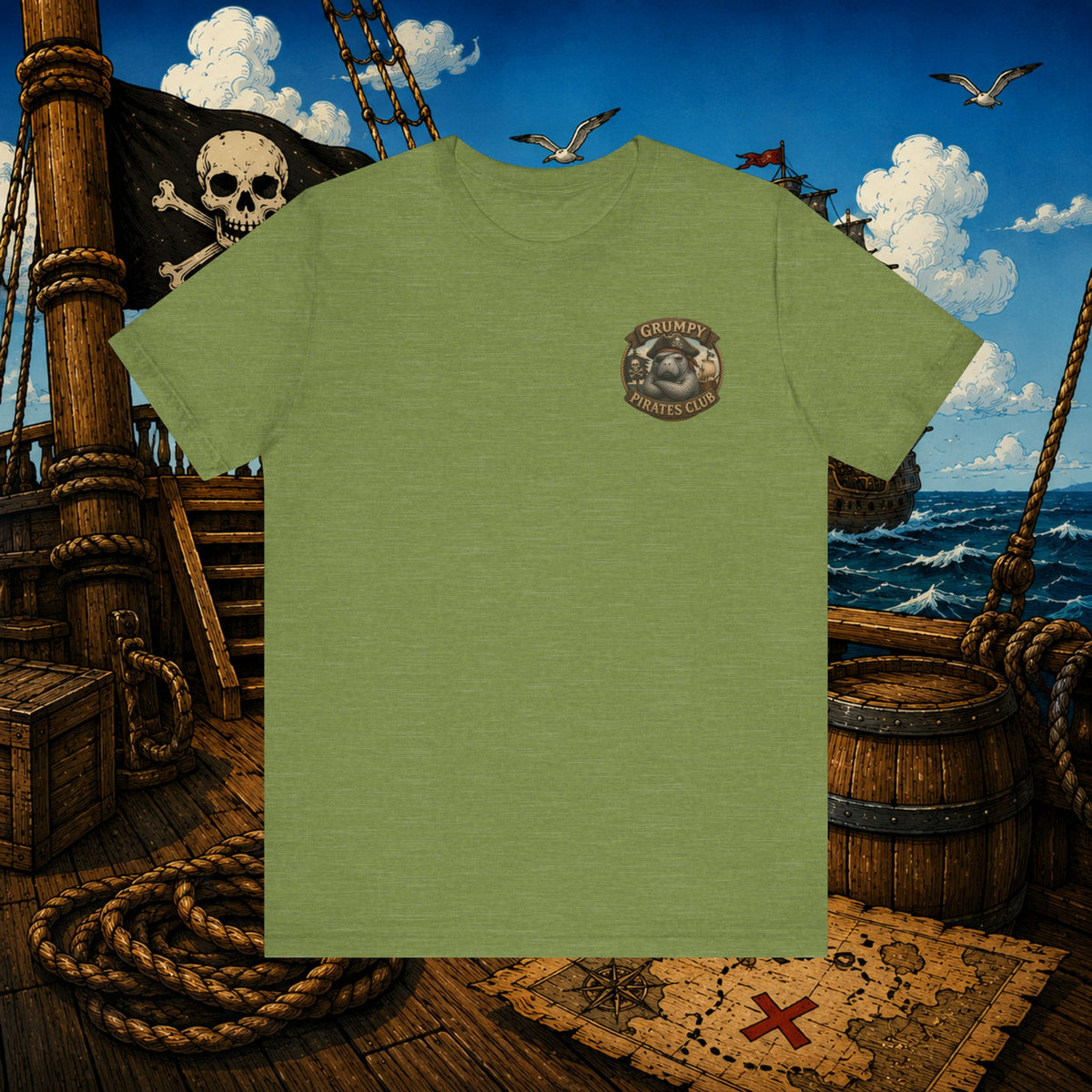 Beware of Old Pirates With Nothing Left to Prove | Grumpy Pirate Club Manatee T-Shirt