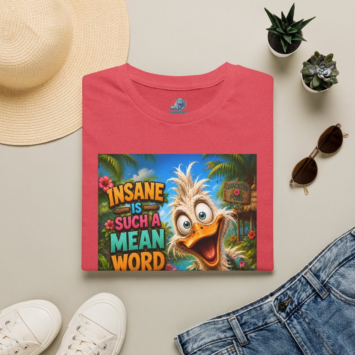 Insane Is Such a Mean Word I Prefer Mentally Creative Funny Duck Shirt | Crazy Ostrich Hawaiian Tee   Background