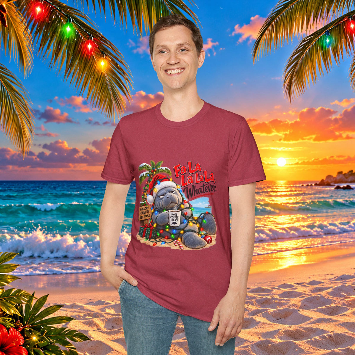 Fa La La La La Tropical Christmas Manatee T-Shirt