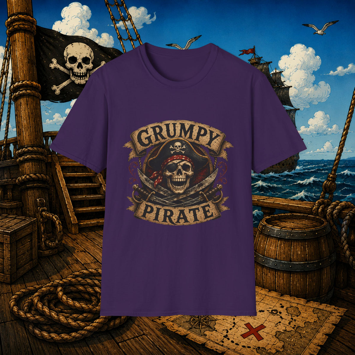 Grumpy Pirate Skull T-Shirt
