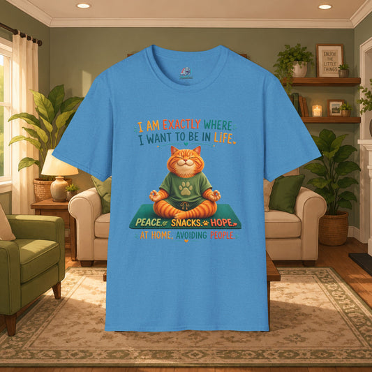 Funny Introvert Cat Yoga Shirt | Peace Snacks Hope Cat Meditation Tee | Stay Home Avoid People Shirt