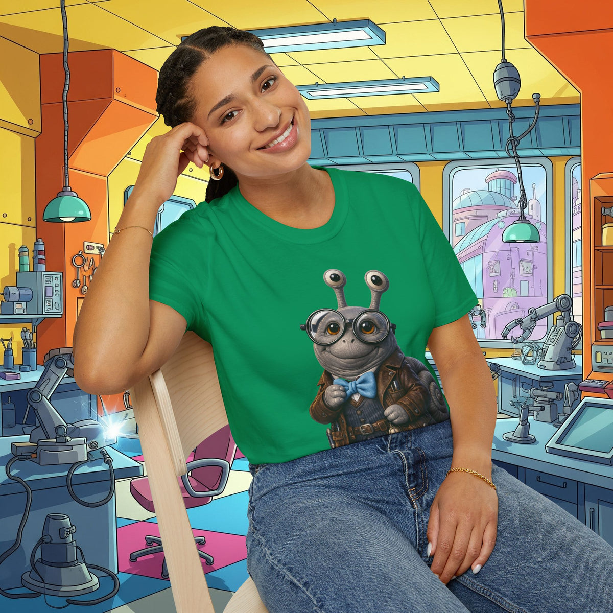 Cute Nerdy Snail Shirt | Steampunk Professor Snail Graphic Tee | Funny Bookworm Animal T-Shirt