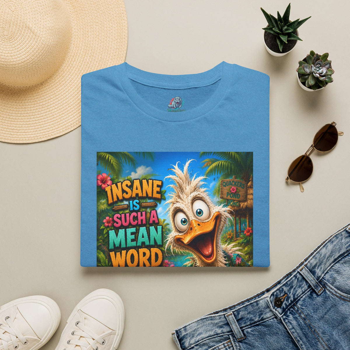 Insane Is Such a Mean Word I Prefer Mentally Creative Funny Duck Shirt | Crazy Ostrich Hawaiian Tee   Background