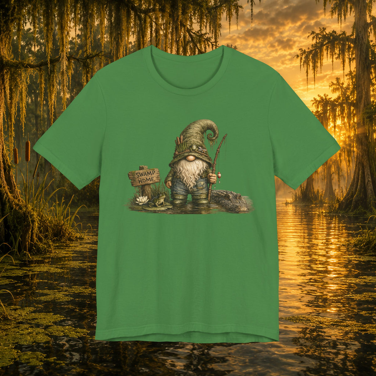 Swamp Gnome Shirt, Southern Swamp Life Tee, Fishing Gnome T-Shirt, Bayou Gnome Shirt, Alligator Gnome, Frog Lover Gift, Country Swamp Shirt