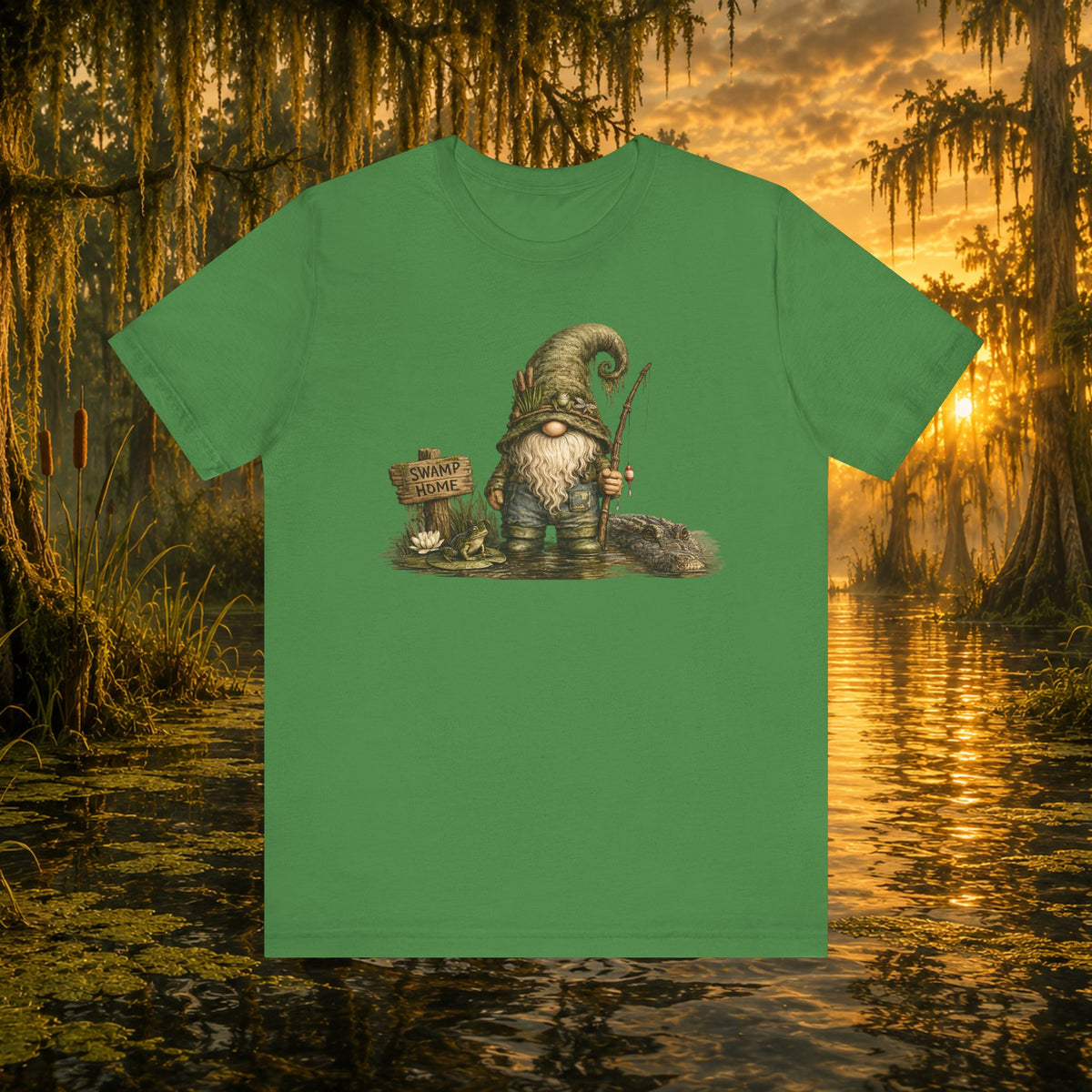 Swamp Gnome Shirt, Southern Swamp Life Tee, Fishing Gnome T-Shirt, Bayou Gnome Shirt, Alligator Gnome, Frog Lover Gift, Country Swamp Shirt