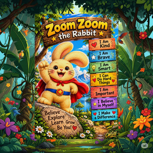 Zoom Zoom the Rabbit Inspirational Rolled Poster
