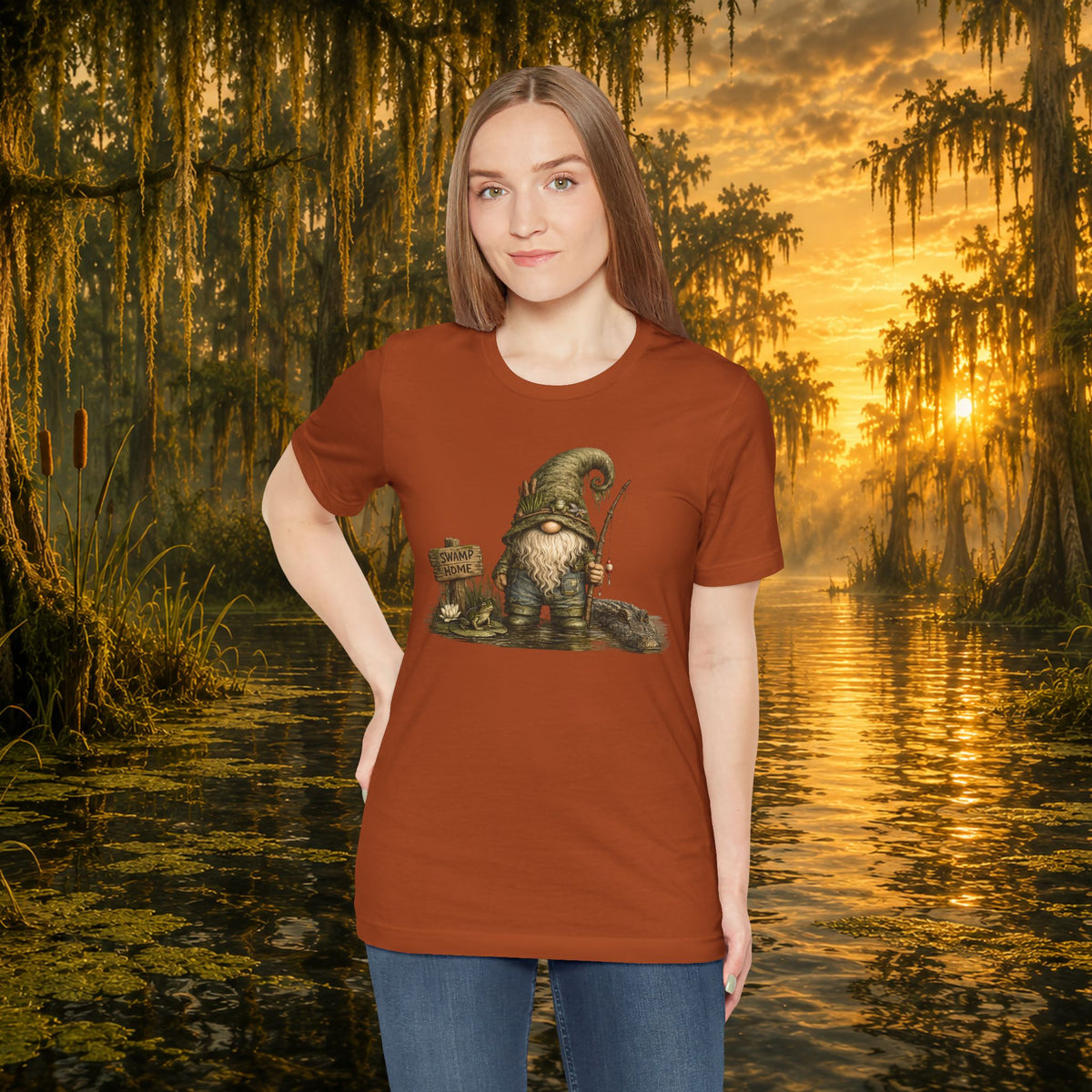 Swamp Gnome Shirt, Southern Swamp Life Tee, Fishing Gnome T-Shirt, Bayou Gnome Shirt, Alligator Gnome, Frog Lover Gift, Country Swamp Shirt