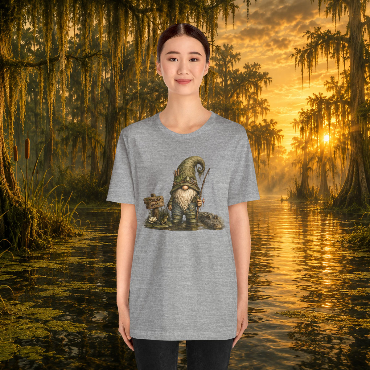 Swamp Gnome Shirt, Southern Swamp Life Tee, Fishing Gnome T-Shirt, Bayou Gnome Shirt, Alligator Gnome, Frog Lover Gift, Country Swamp Shirt
