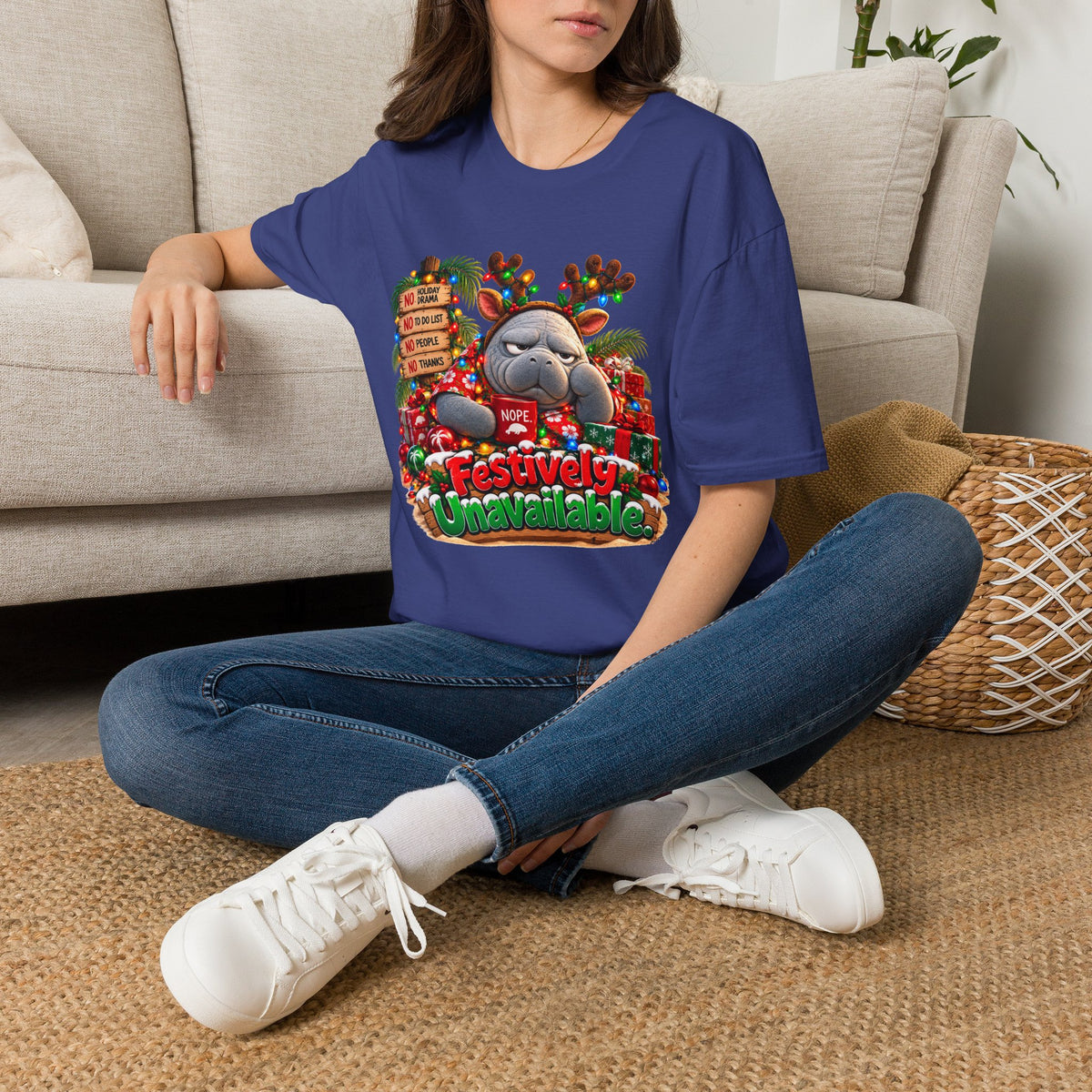 Festively Unavailable Christmas Manatee T-Shirt