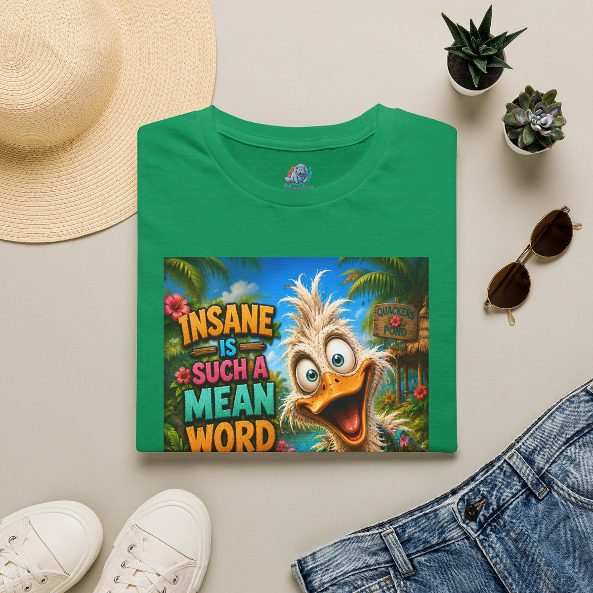 Insane Is Such a Mean Word I Prefer Mentally Creative Funny Duck Shirt | Crazy Ostrich Hawaiian Tee   Background