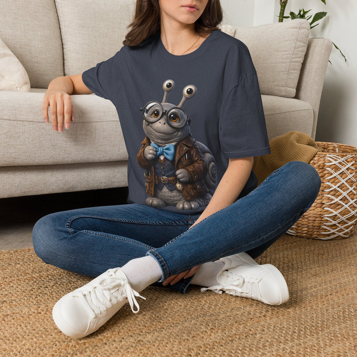 Cute Nerdy Snail Shirt | Steampunk Professor Snail Graphic Tee | Funny Bookworm Animal T-Shirt