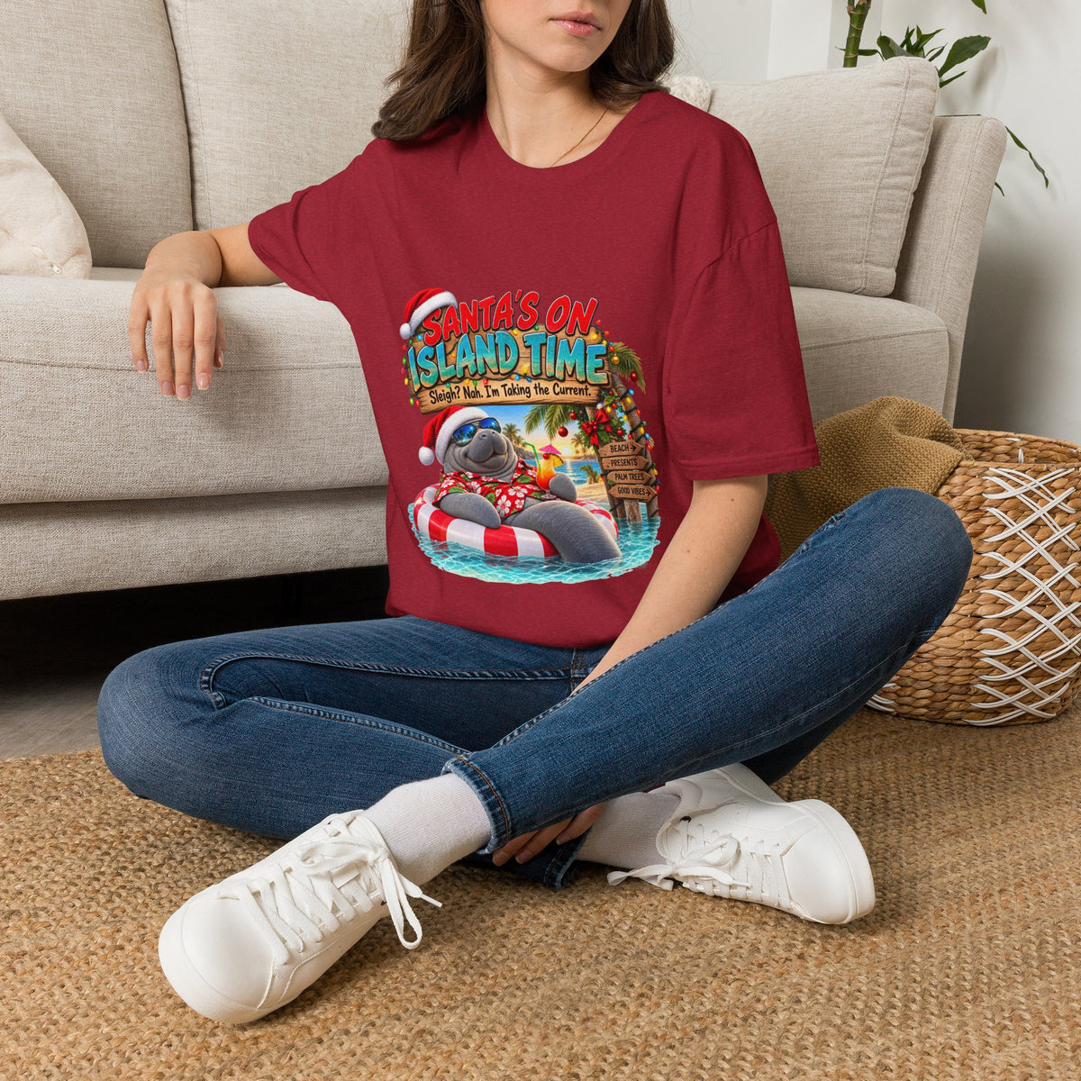 Santa’s on Island Time Christmas Beach T-Shirt
