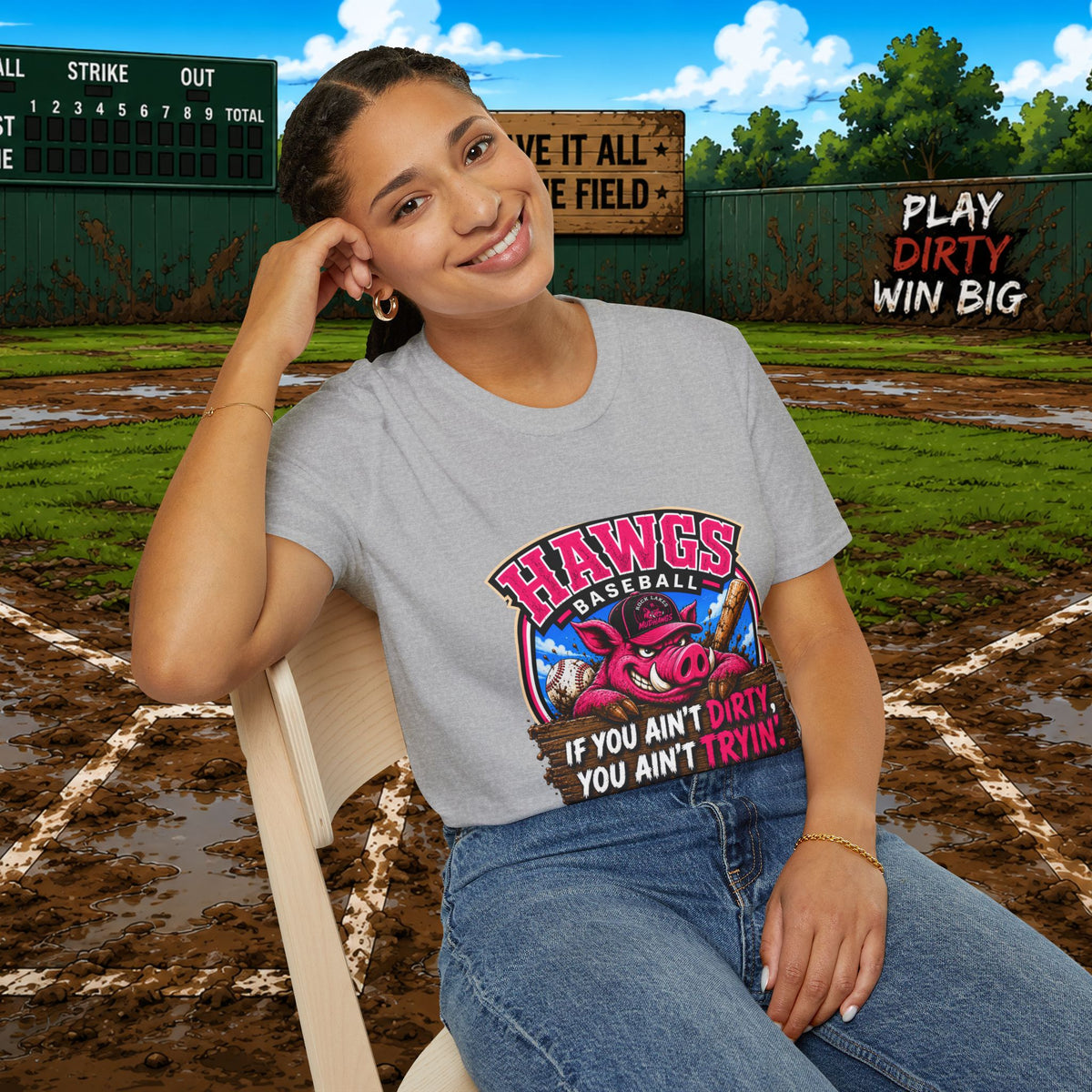 Hawgs Baseball “If You Ain’t Dirty, You Ain’t Tryin’” T-Shirt