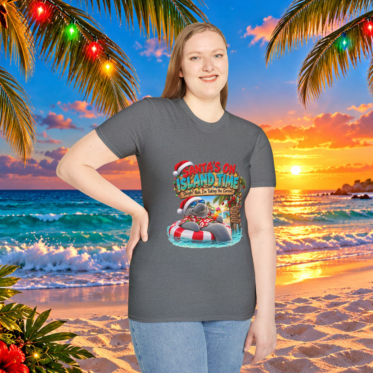 Santa’s on Island Time Christmas Beach T-Shirt