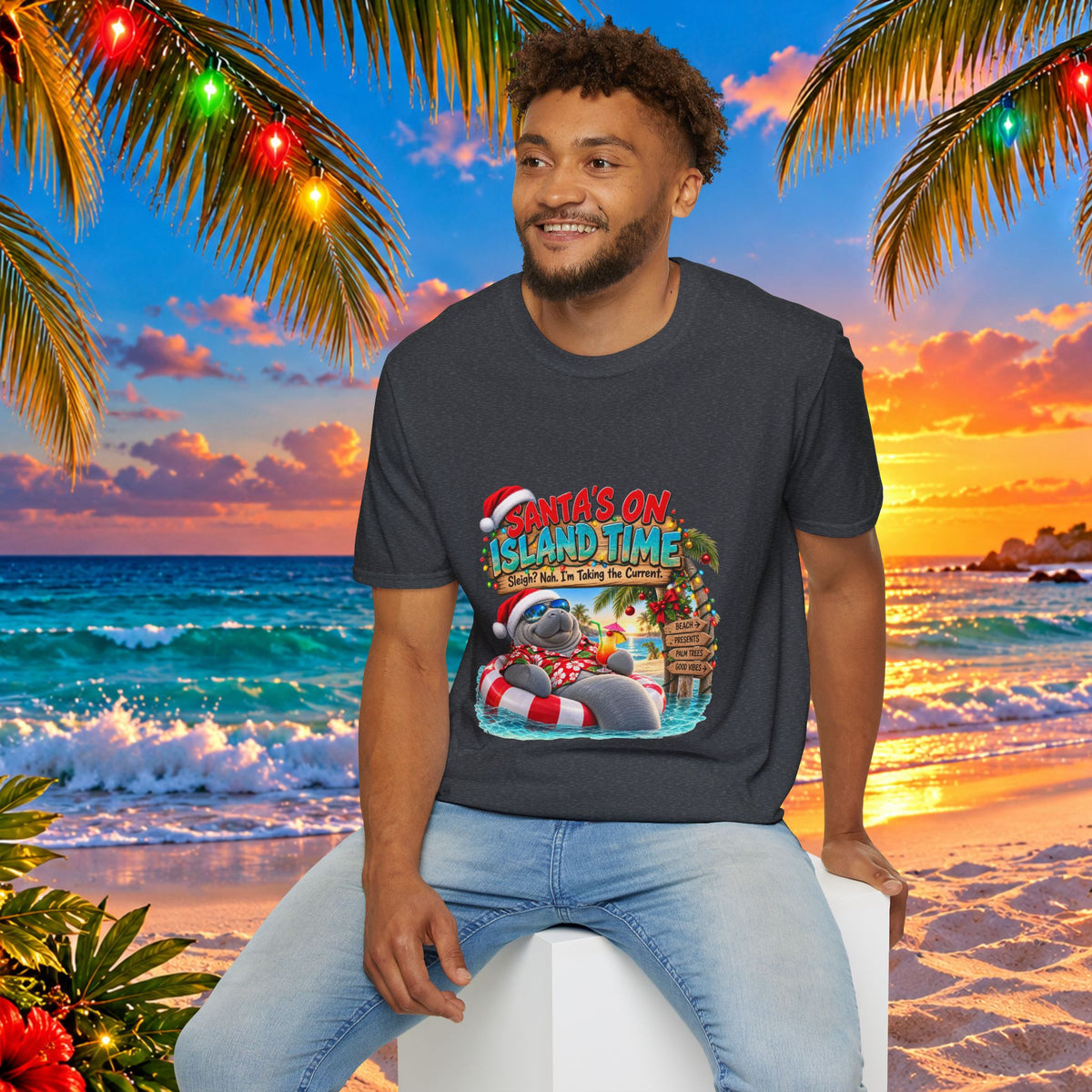 Santa’s on Island Time Christmas Beach T-Shirt
