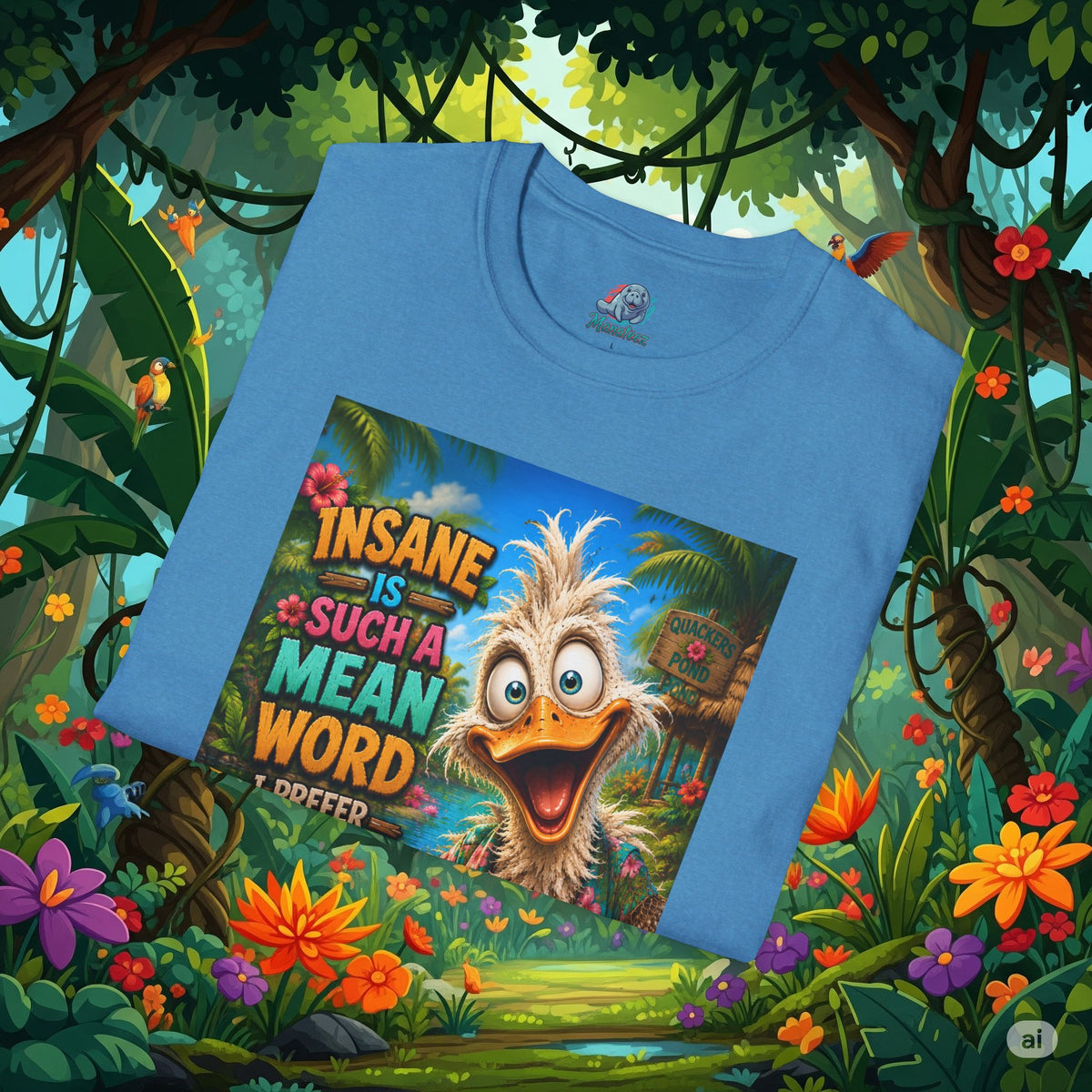Insane Is Such a Mean Word I Prefer Mentally Creative Funny Duck Shirt | Crazy Ostrich Hawaiian Tee   Background