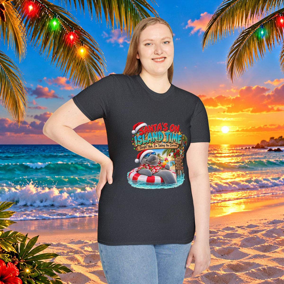 Santa’s on Island Time Christmas Beach T-Shirt